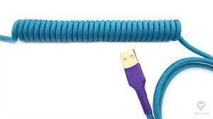 Coiled Neon Turquoise Paracord Sleeve Cable